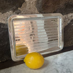 Vintage 11" Oblong Engine-Turned Striped Tray
