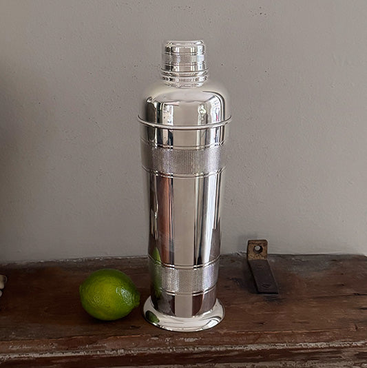 Vintage Jumbo Cocktail Shaker with Engine-Turned Details
