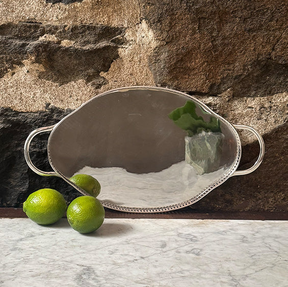 Vintage 12" Gallery Tray with Bun Feet