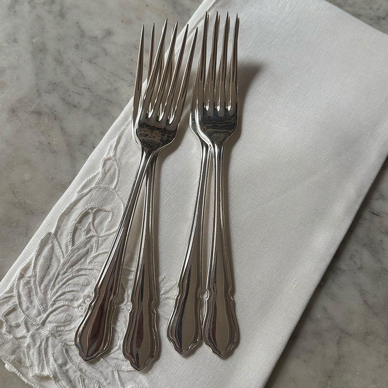 Set of 8 Vintage Lunch Forks, English Dubarry Pattern