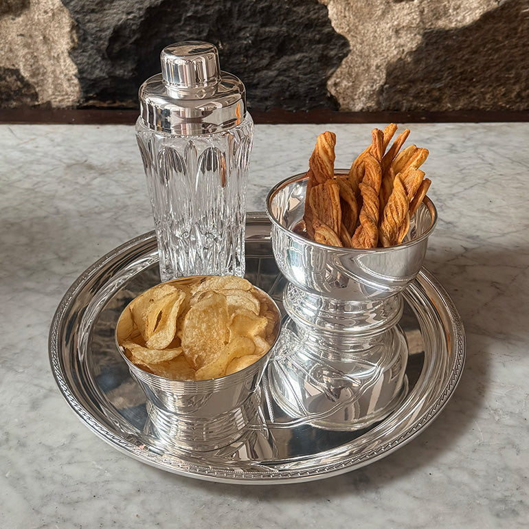 Vintage 12" Round Deco Shipping Tray