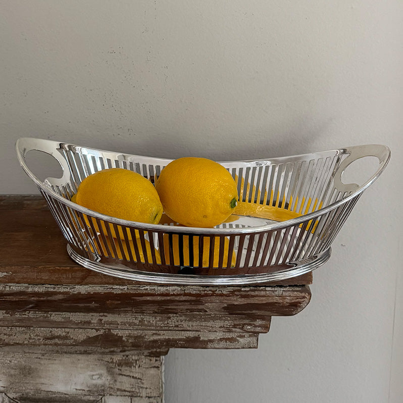 Vintage Oval Bread Basket w/Slatted Sides