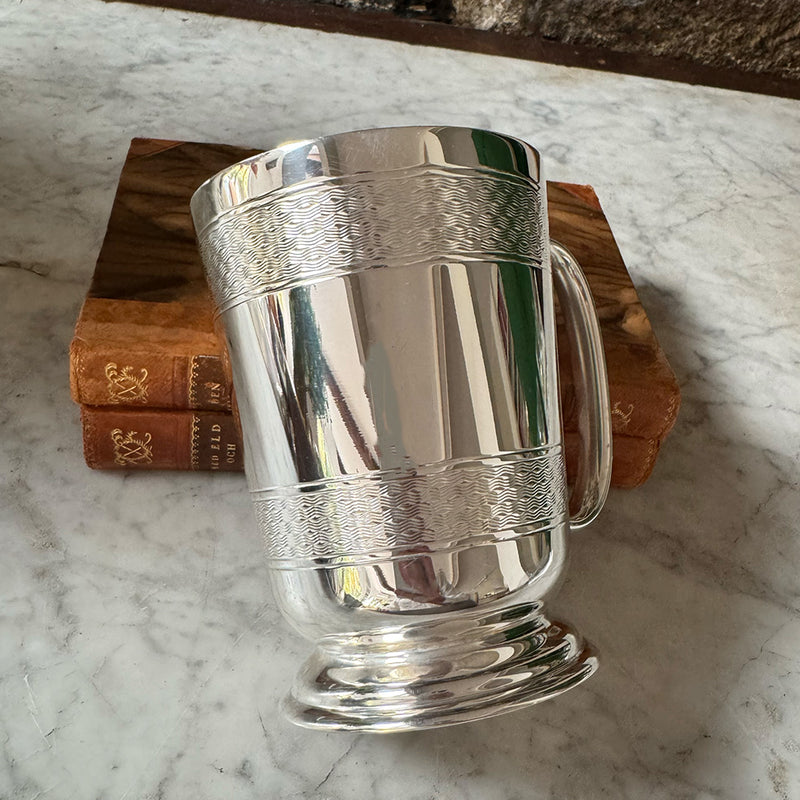 Vintage Tankard with Engine-Turned Bands