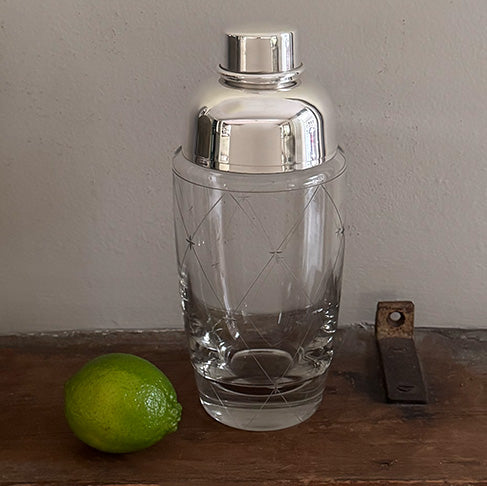 Vintage Glass Cocktail Shaker with etched stars