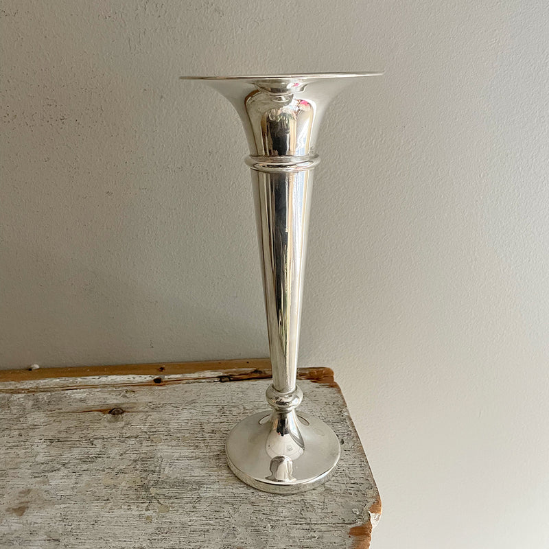 Vintage 8.25" Trumpet Vase with Reeded Top Rim