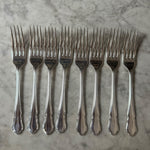 Set of 8 Vintage Lunch Forks, English Dubarry Pattern