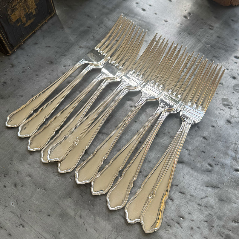 Set of 12 Vintage Dinner Forks, English "Dubarry" Pattern