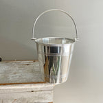 Vintage Ice Pail with Hinged Handle and Ribbed Banding