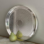 Vintage 11.25" Round Gallery Tray with Checkerboard Design