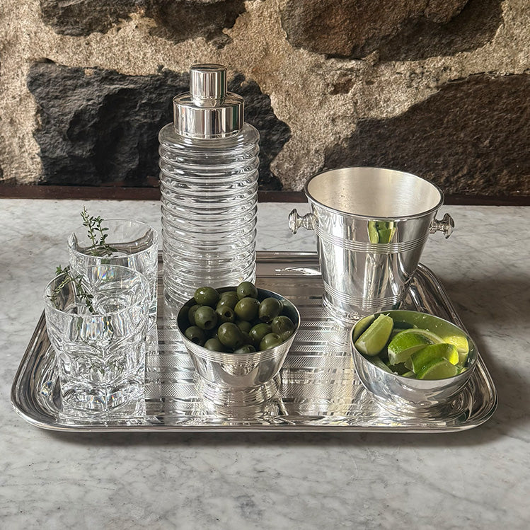 Vintage Glass Ribbed Cocktail Shaker, France