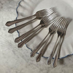 Set of 8 Vintage Lunch Forks, English Dubarry Pattern