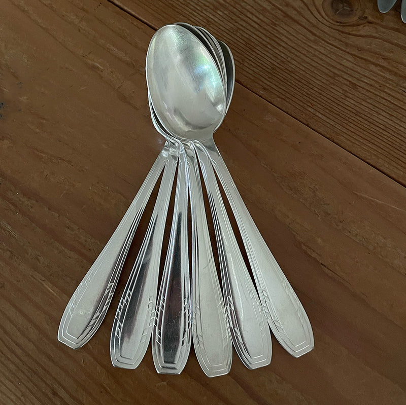 Set of 6 Vintage French Deco Table Spoons