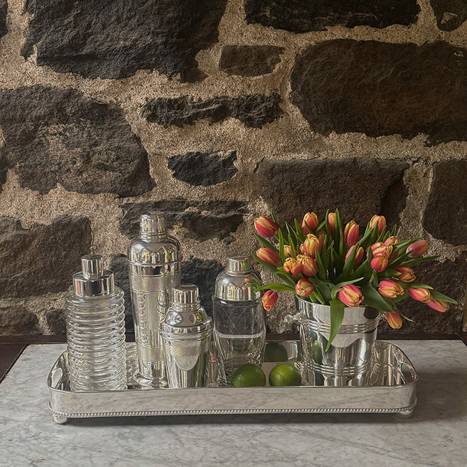 Vintage Jumbo Cocktail Shaker with Engine-Turned Details