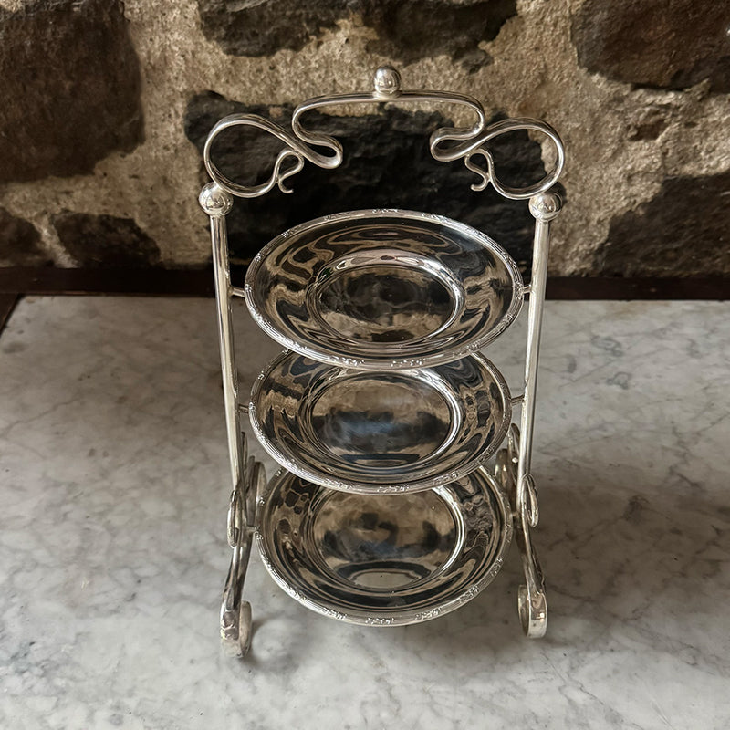 Vintage 14" Tiered Stand w/3 Plates