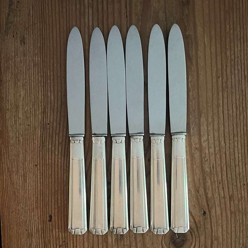 Set/6 Vintage French Deco Lunch Knives